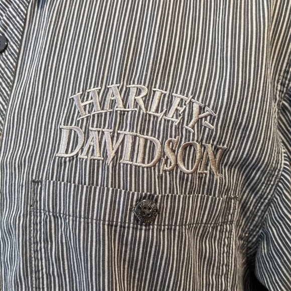 HARLEY Davidson striped button front shirt medium - Picture 5 of 9